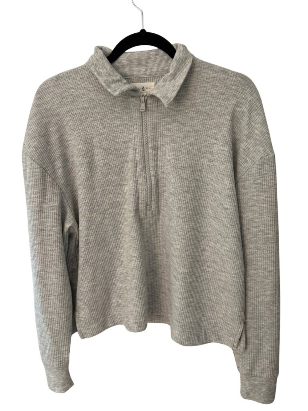 Lou & Grey Waffle Knit Grey Quarter Zip Sweatshirt Small